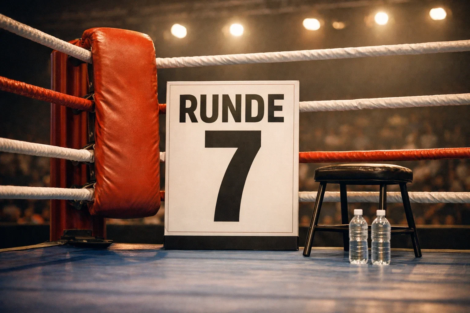 Rundentafel im Boxring zeigt die aktuelle Runde des Kampfes
